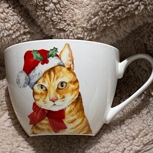 Portobello Kitty Cat in Christmas Hat Mug Seasons Greetings Made in England NWOT